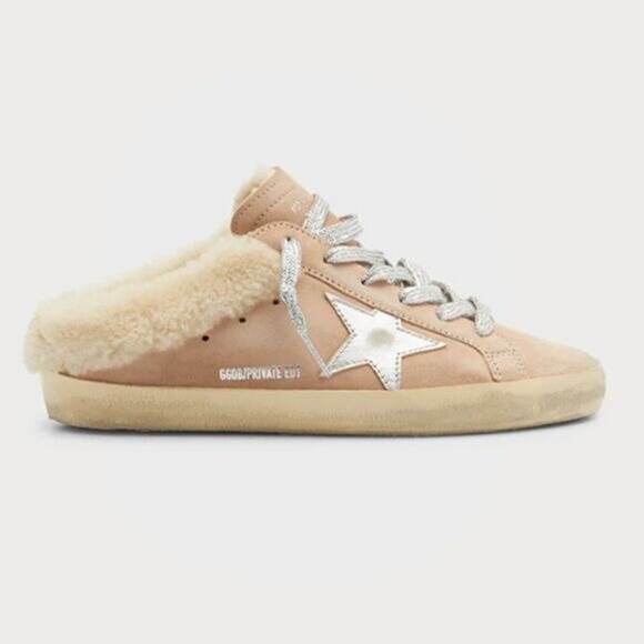 NIB Golden Goose Superstar Sabot Suede Shearling Flat Heel Sneakers Pink Size:36 - Picture 1 of 9